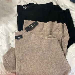 Tan and black cashmere sweater